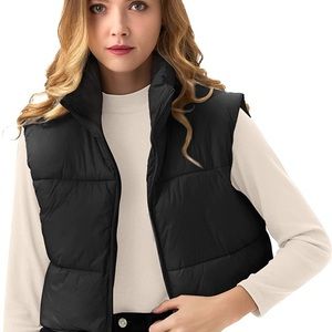 Black cropped puffer jacket